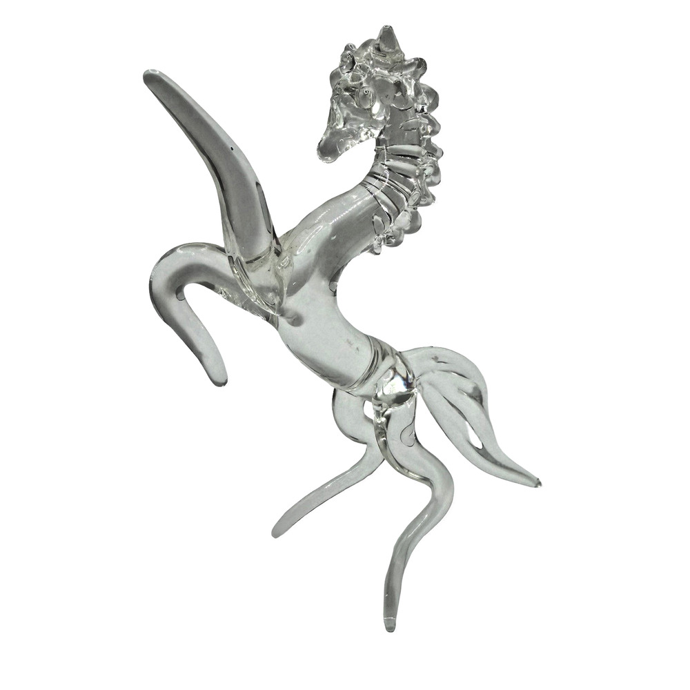 Clear Glass Rearing Horse Figurine Statue Stallion 4.5” Elegant Decor